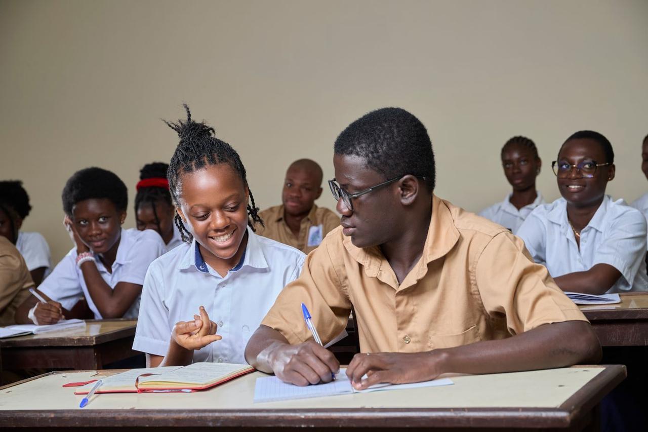 Students collaborating during a classroom session